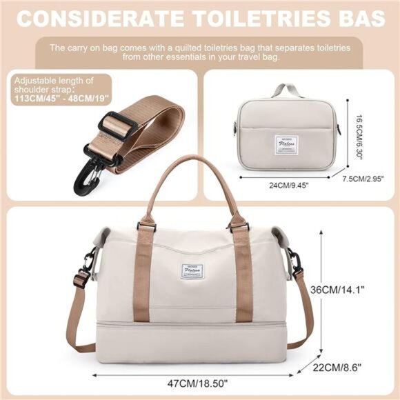 Weekender Bags for Women, Travel Duffel Bags with Shoe Compartment,Personal Bag - Picture 3 of 7